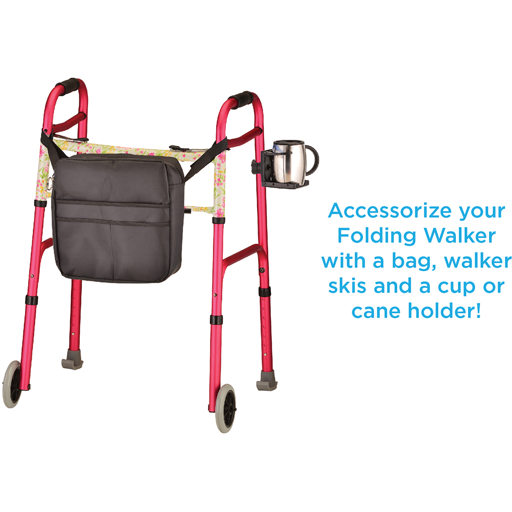 Folding Walker with accessories and caption